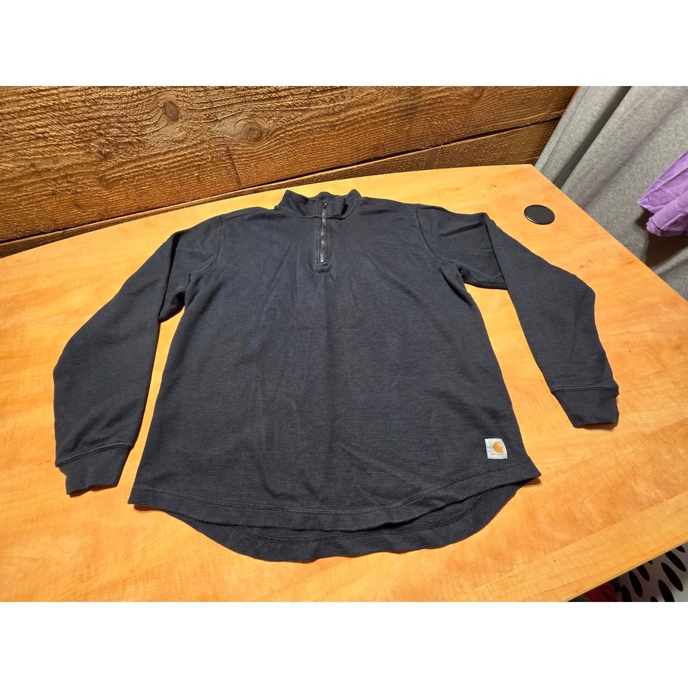 Carhartt Mens Relaxed Fit Quarter Zip Thermal Pullover Black Large